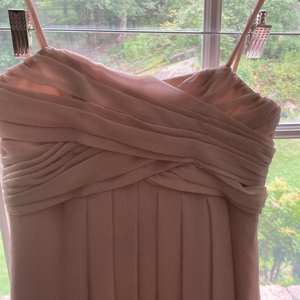 David's Bridal Blush Pink Strapless Draped Formal Dress - Picture 3 of 4